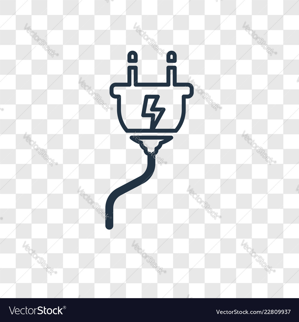 Plug concept linear icon isolated on transparent vector image Plug concept linear icon isolated on transparent