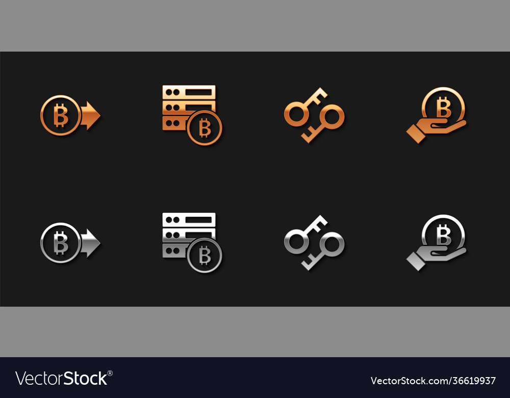 Set bitcoin server cryptocurrency key vector image Set bitcoin server cryptocurrency key