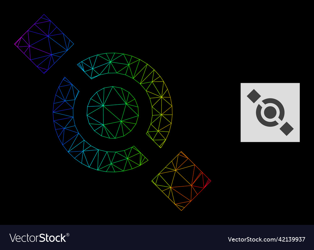 Spectral gradient polygonal net joint node icon Vector Image Spectral gradient polygonal net joint node icon