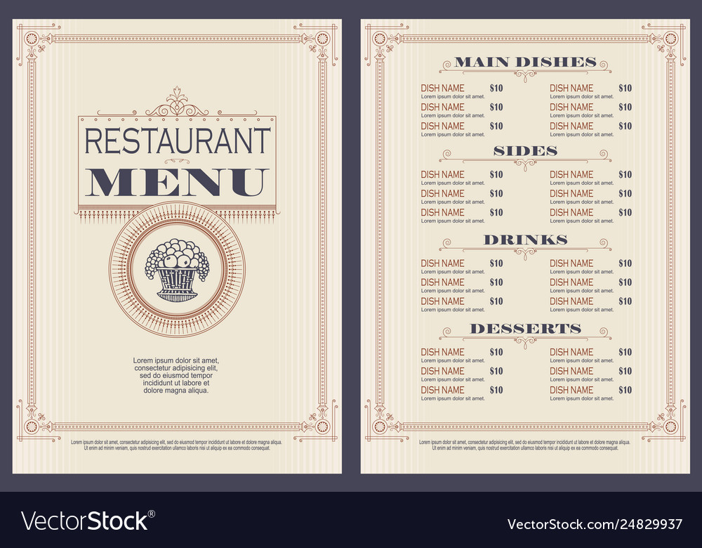 Template Cafe Or Restaurant Menu Royalty Free Vector Image