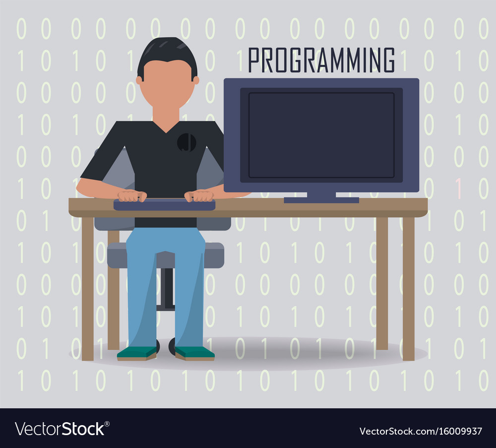 Web developer working on computer programming