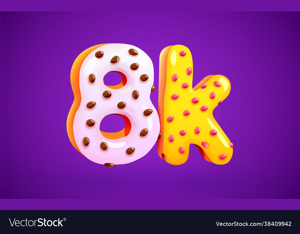 8k oder 8000 Anhänger Donut Dessert Zeichen Sozial vector image 8k oder 8000 Anhänger Donut Dessert Zeichen Sozial