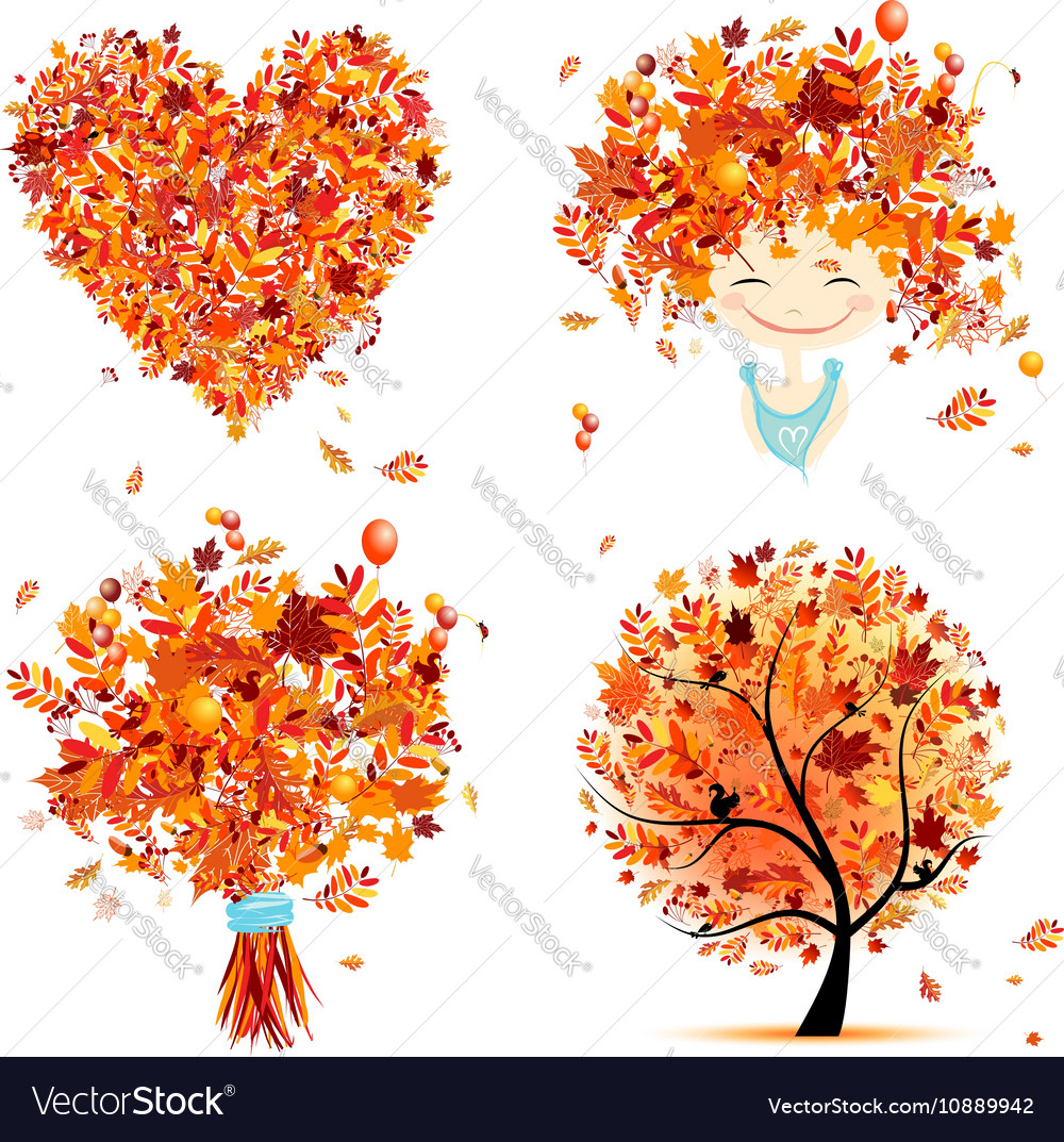 Autumn set for your design girl bouquet tree