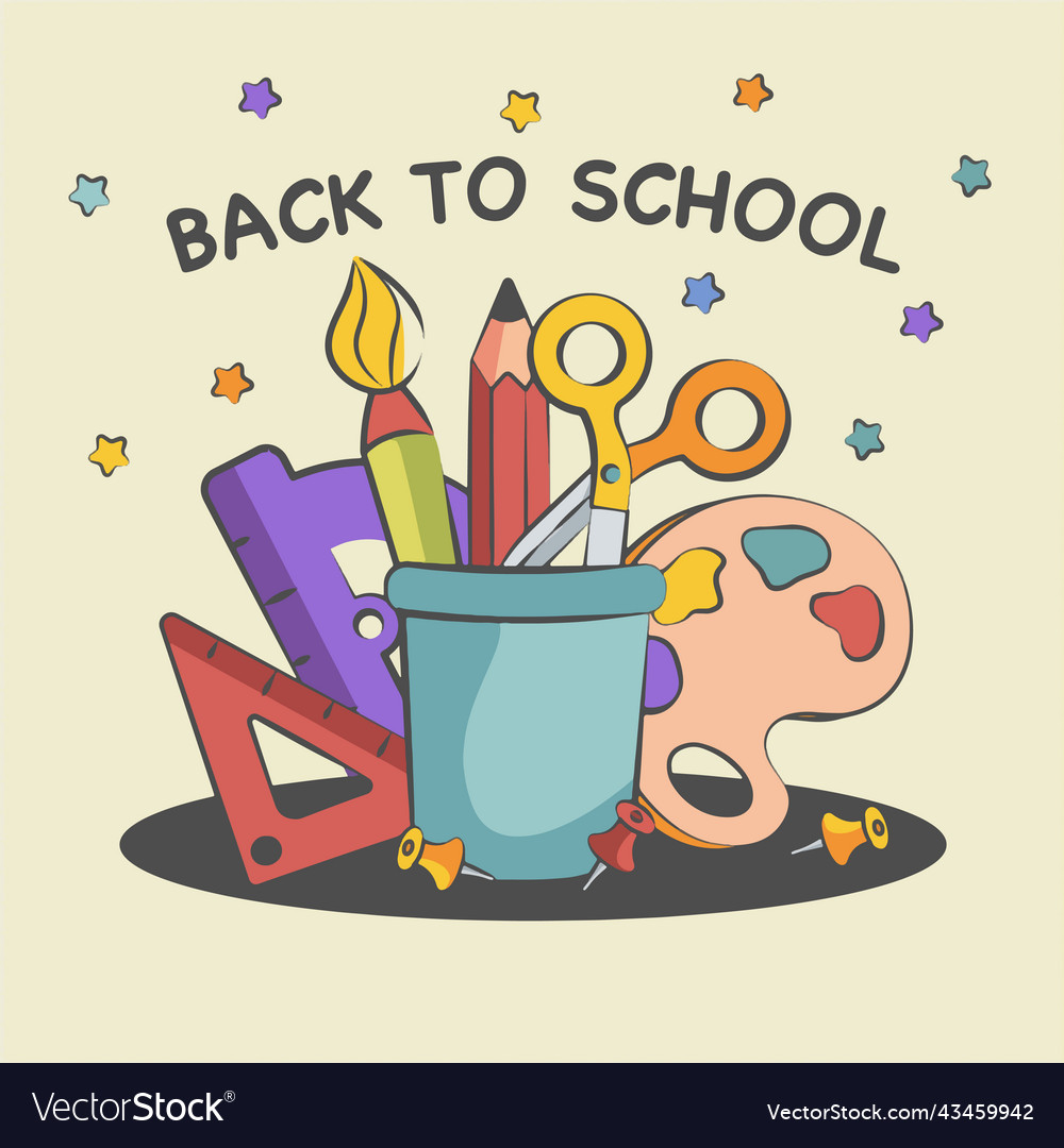 Back to school background with school supplies Vector Image