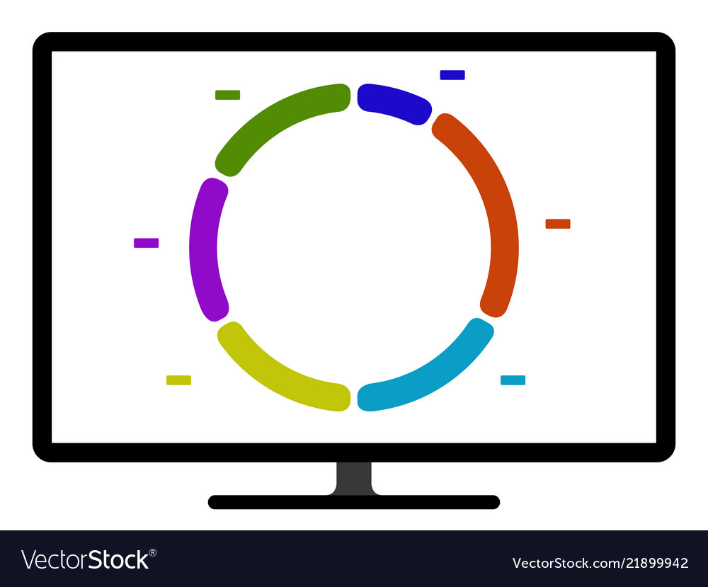 Colored pie chart graph on a computer screen vector image Colored pie chart graph on a computer screen