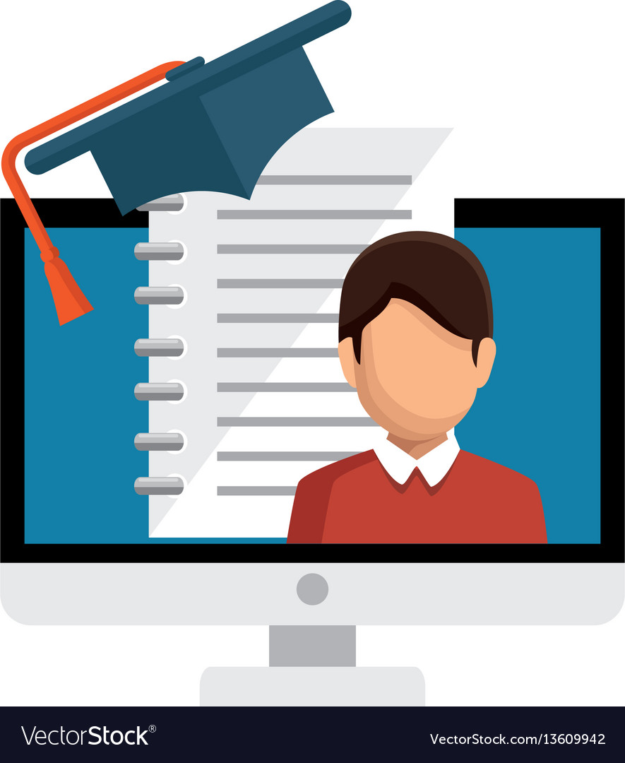 Computer desktop with ebook isolated icon vector image Computer desktop with ebook isolated icon