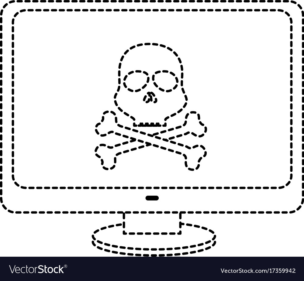 Computer display with skull virus alert