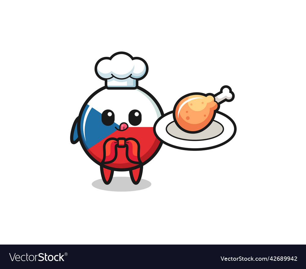 Czech flag fried chicken chef cartoon character