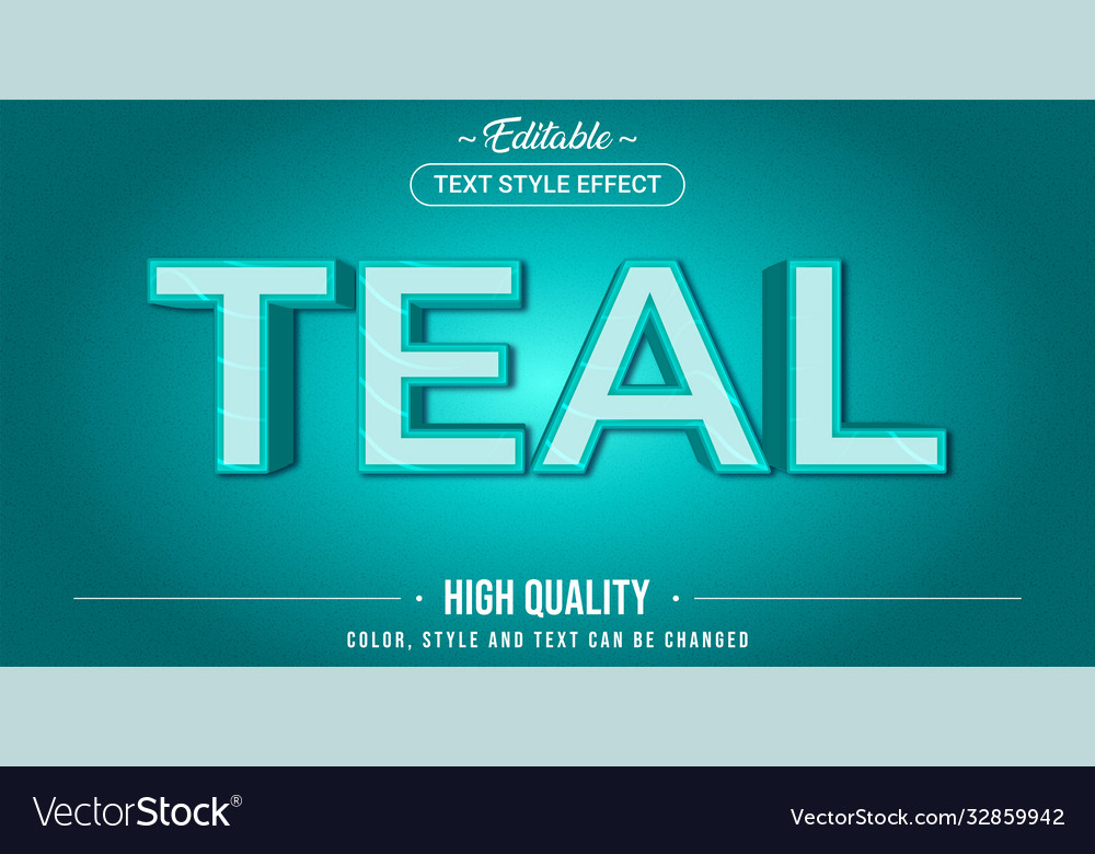 Editable text style effect - teal color theme vector image Editable text style effect - teal color theme