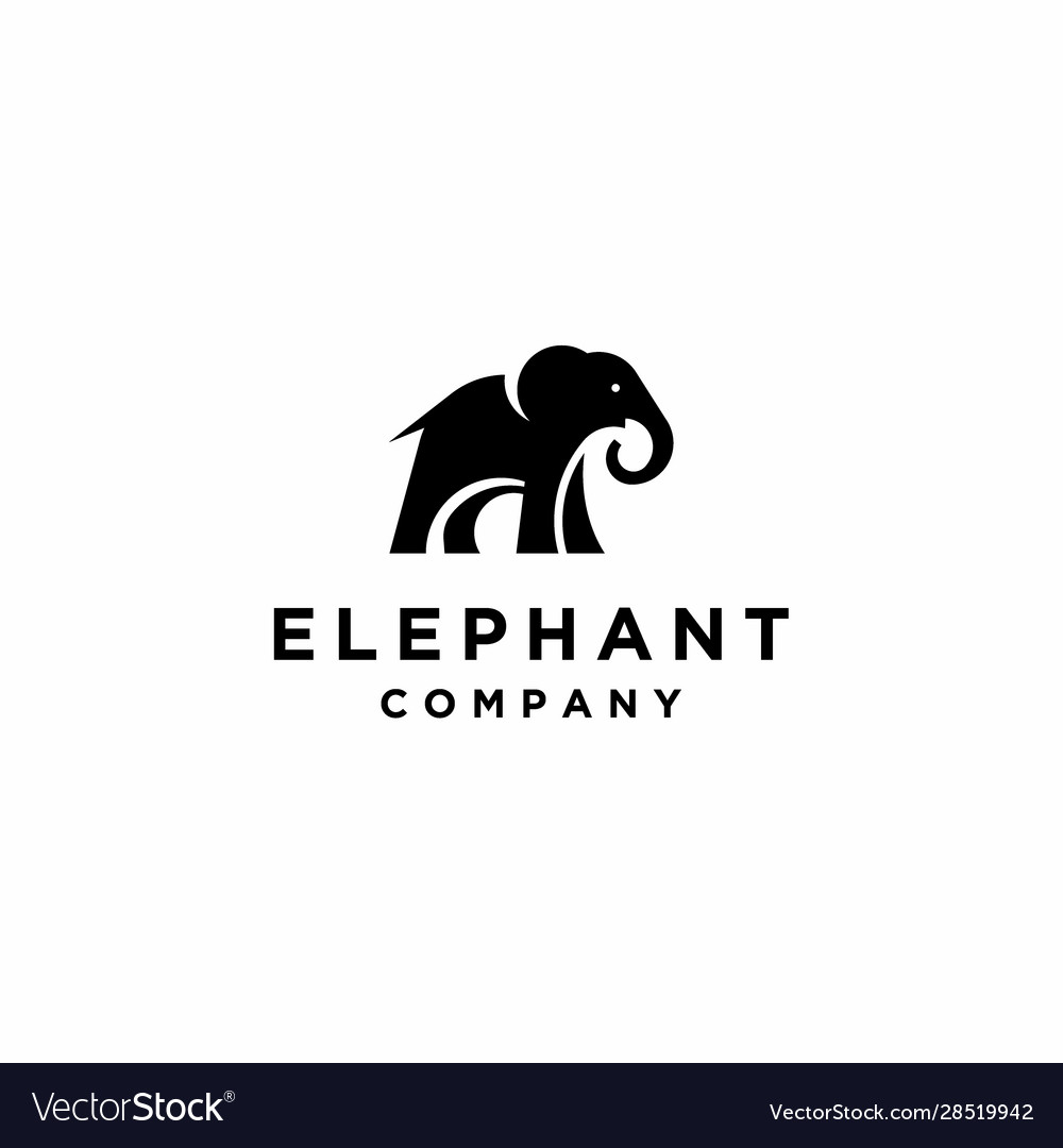 Elephant logo symbol silhouette Royalty Free Vector Image