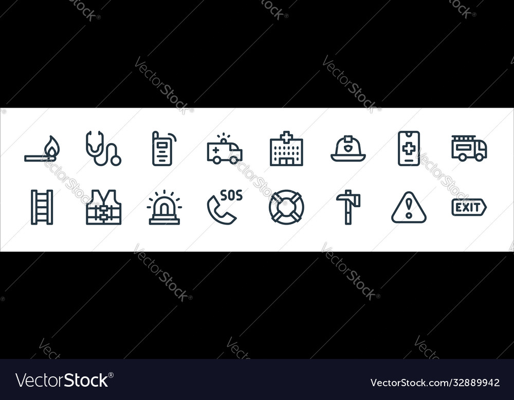 Emergencies line icons linear set quality