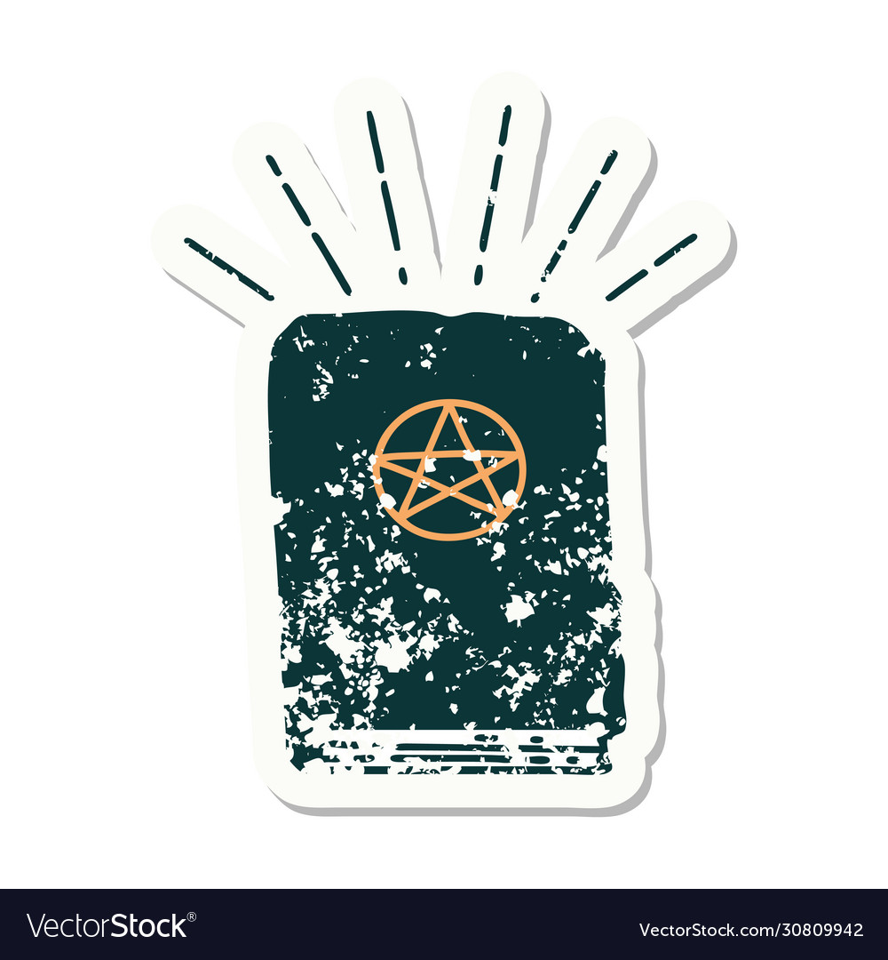 Grunge sticker tattoo style spellbook