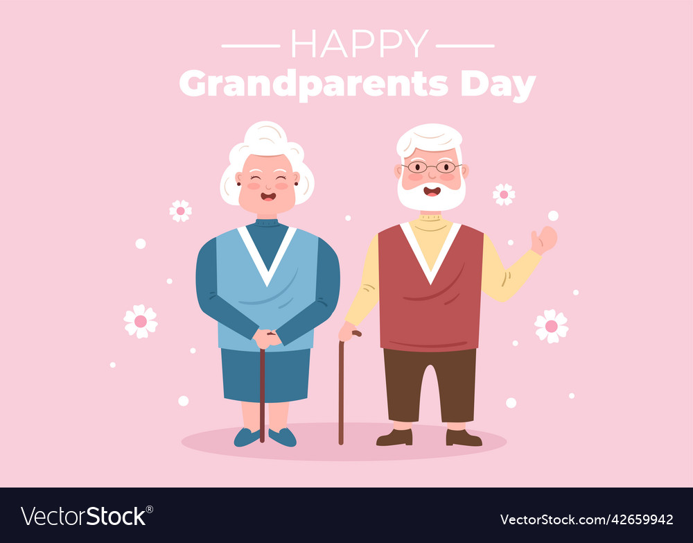 Happy grandparents day cute cartoon with older Vector Image