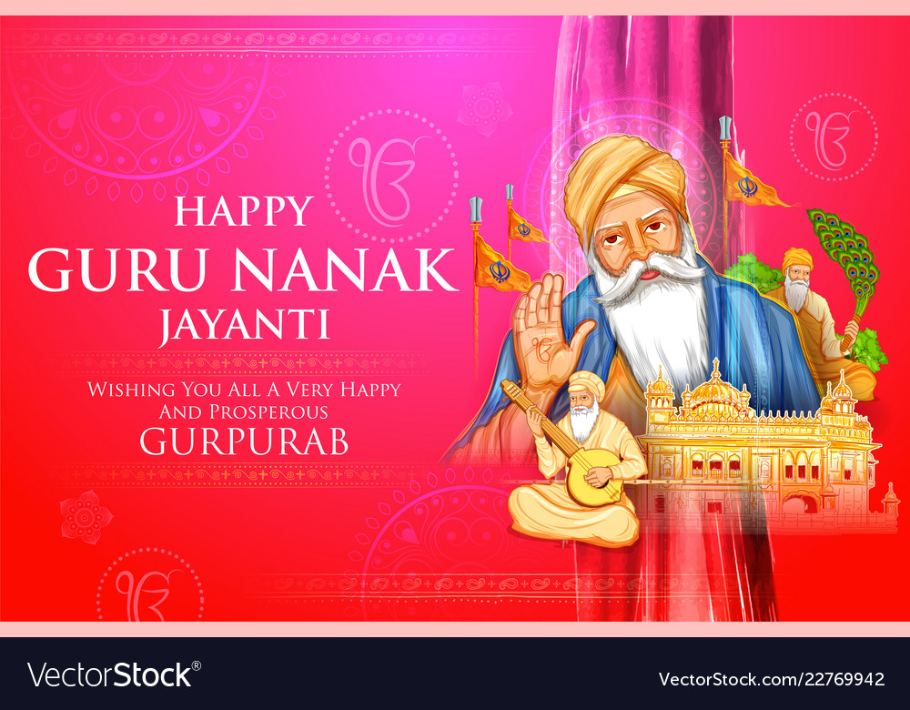 Happy gurpurab guru nanak jayanti festival Vector Image