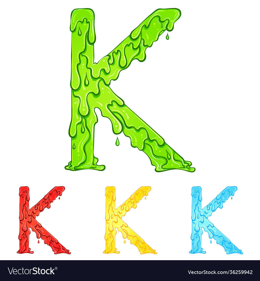 Letter k with flow drops colors