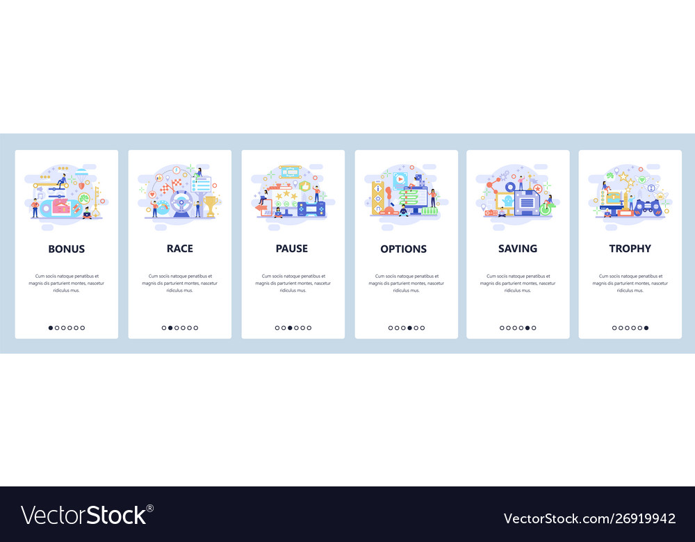 Mobile app onboarding screens computer games