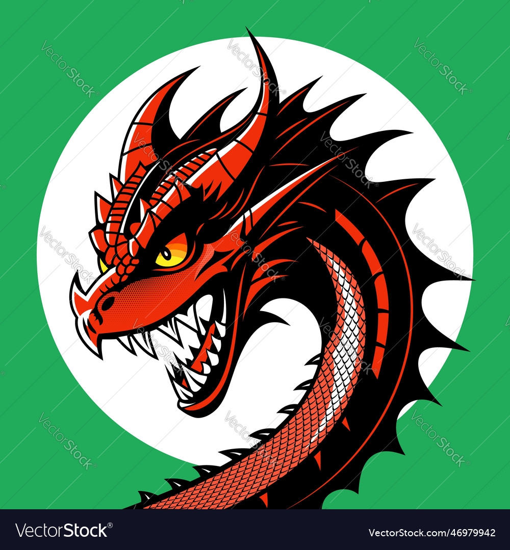 Red dragon in retro style Royalty Free Vector Image