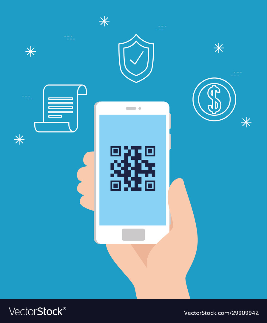 Scan code qr with smartphone and icons