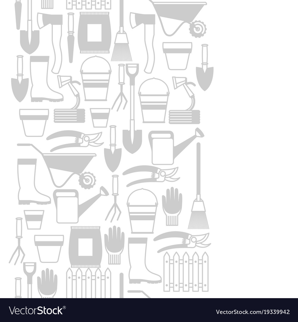 Seamless pattern with garden tools and icons all