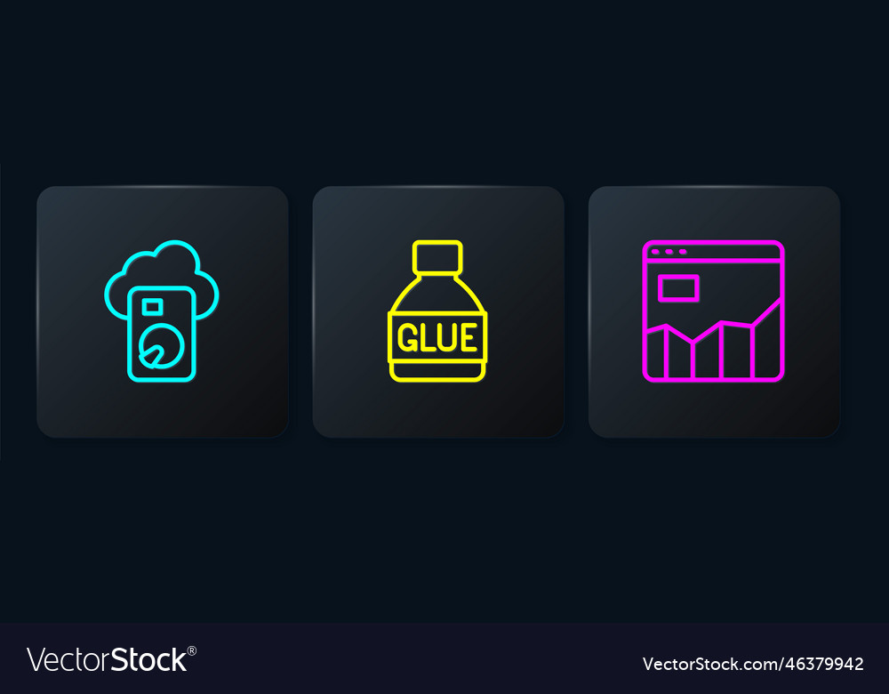 Set line cloud database graph chart infographic vector image Set line cloud database graph chart infographic