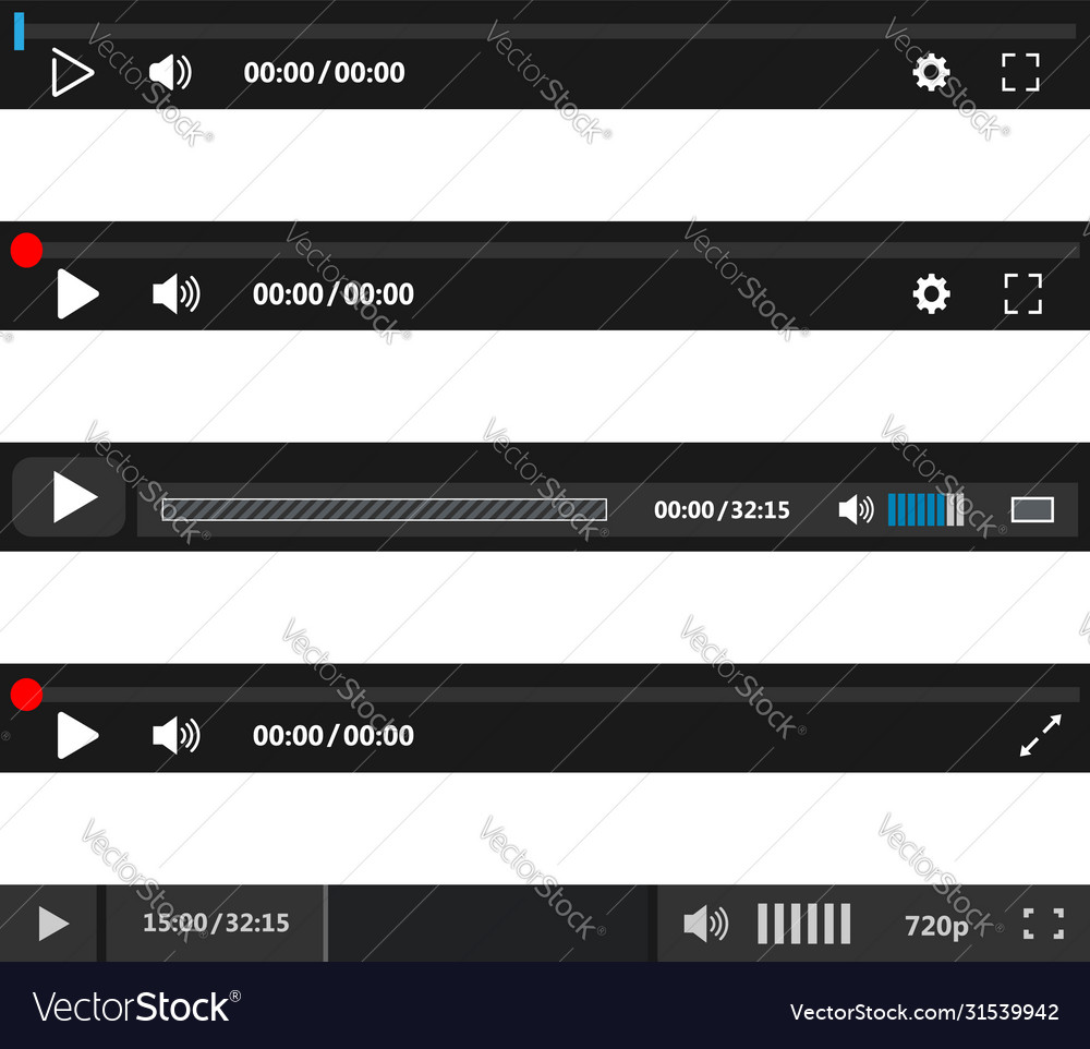 Set media player application vector image Set media player application