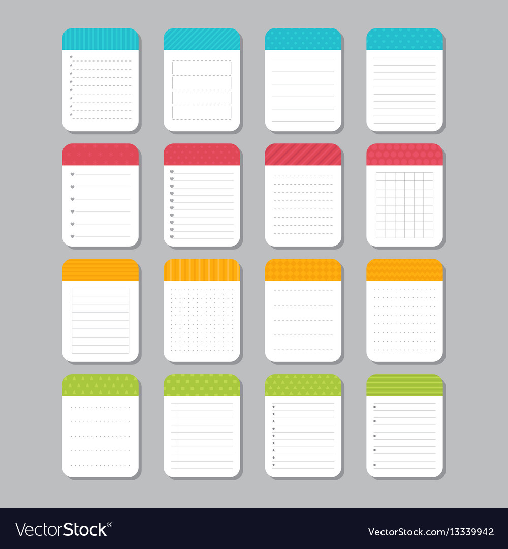 Sheets of paper collection various note