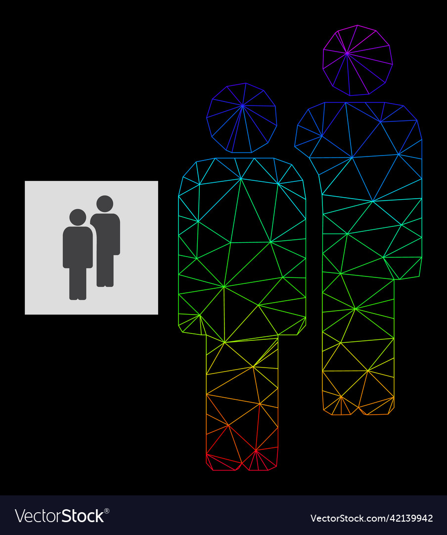 Spectrum gradient polygonal net men icon vector image Spectrum gradient polygonal net men icon