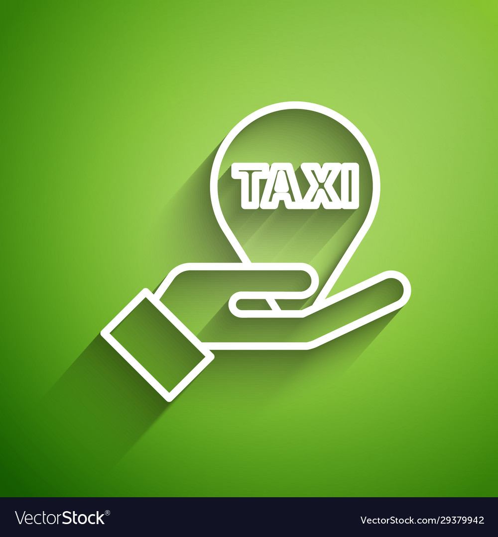 White line hand on map pointer with taxi icon vector image White line hand on map pointer with taxi icon