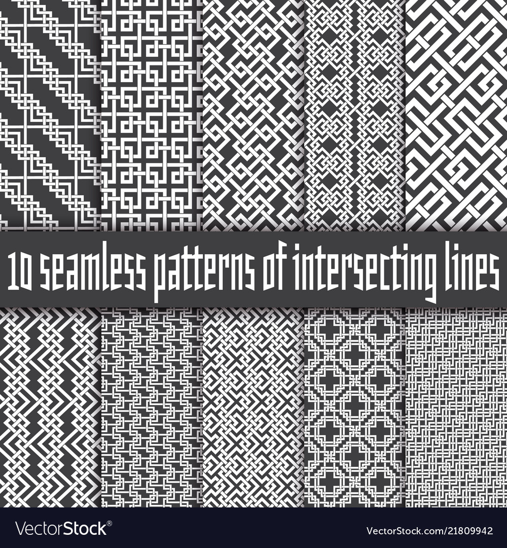 White Line Pattern - Black Background