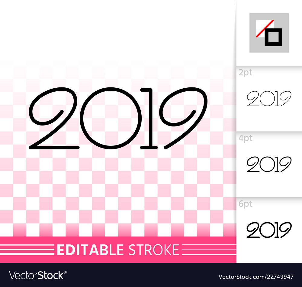 2019 year numeric simple black line icon vector image 2019 year numeric simple black line icon