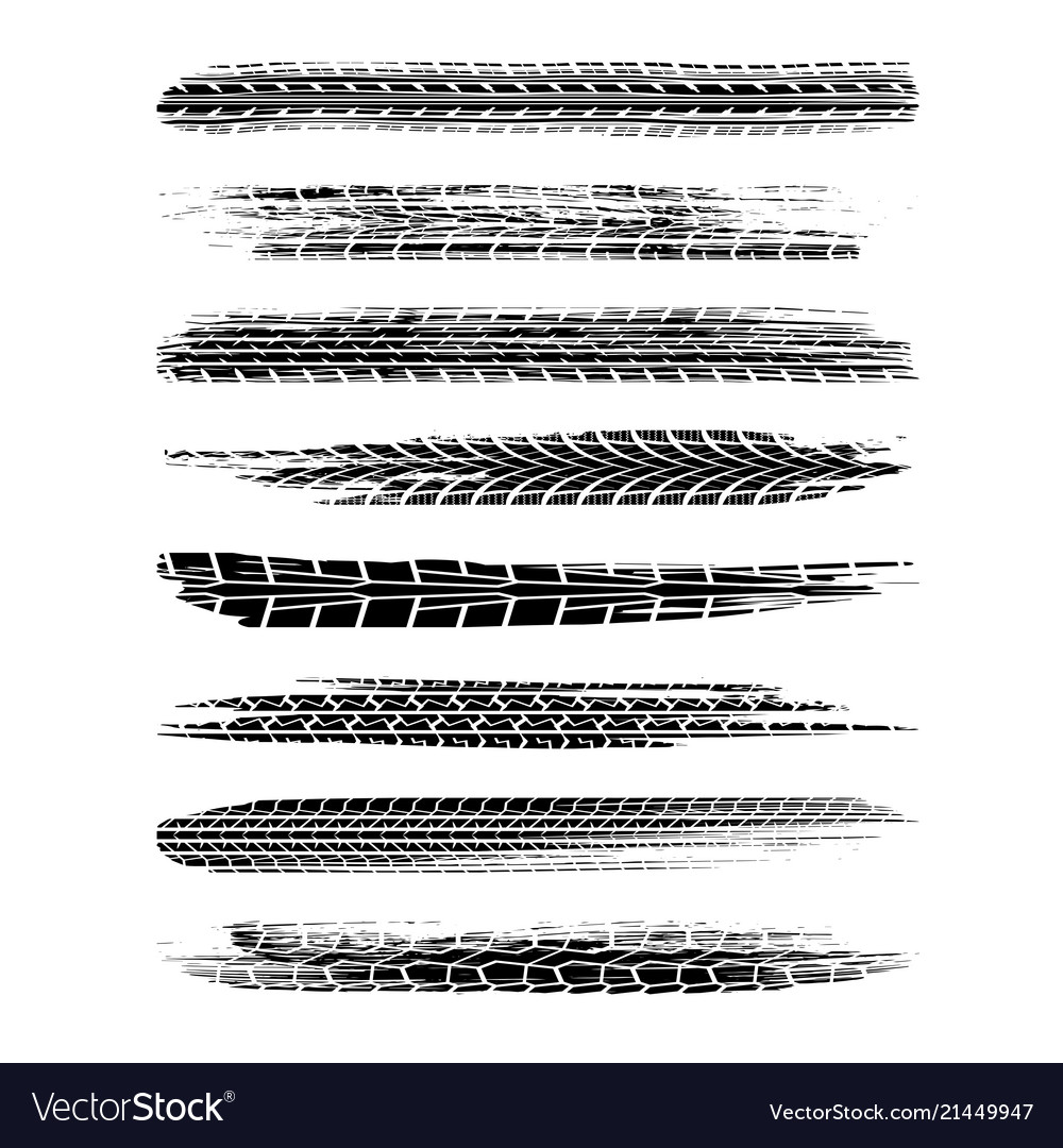 Brushed tire tracks set Royalty Free Vector Image