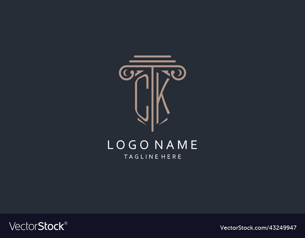 Ck monogram logo with pillar shape icon luxury