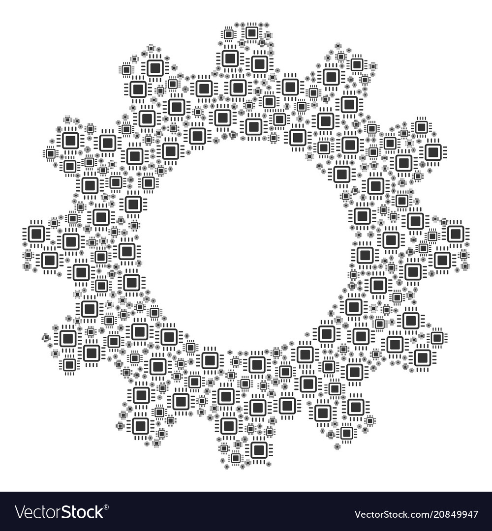 Cogwheel composition of processor icons vector image Cogwheel composition of processor icons
