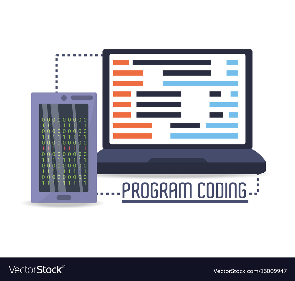 Computer with programmig coding on screen