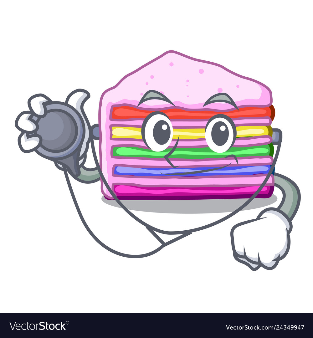 Doctor rainbow cake on plastic cartoon plate