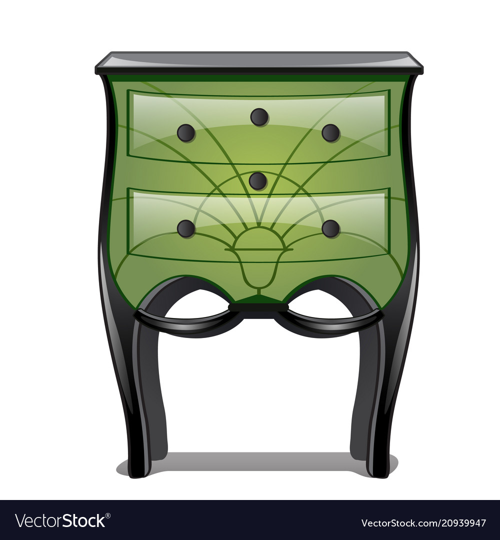 Green Bedside Table In Vintage Style Isolated On Vector Image