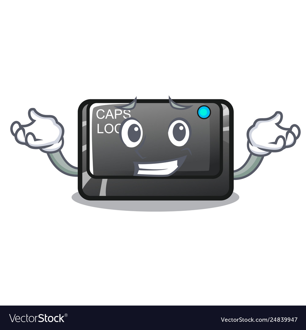 Grinning capslock button in shape character