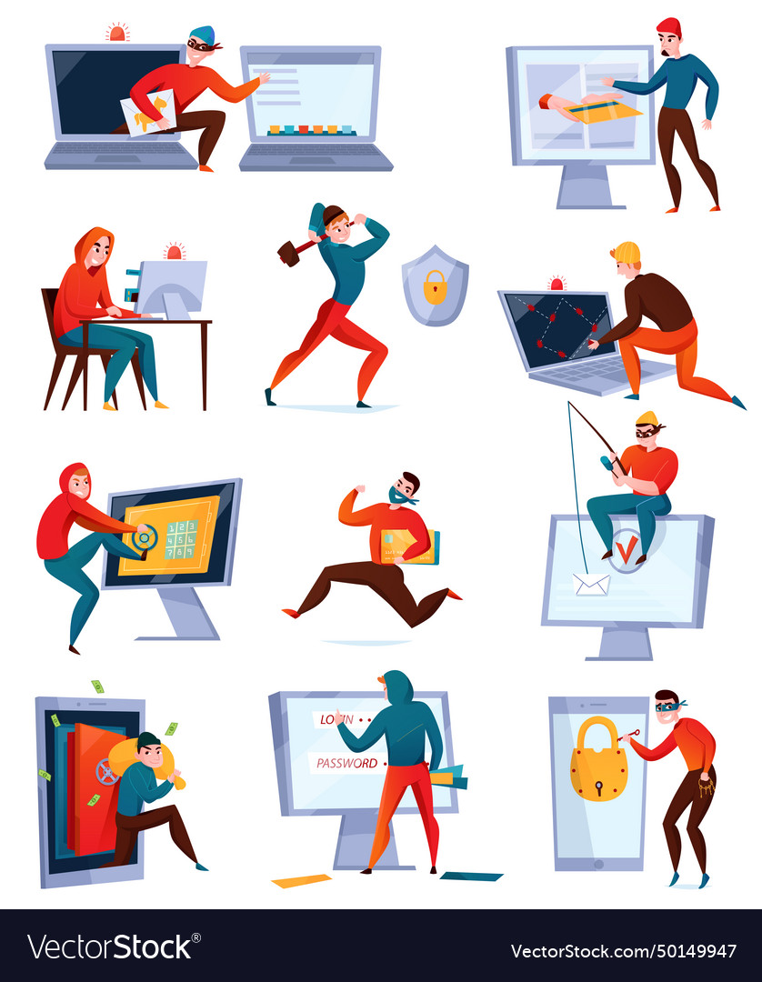 Hacker icon set vector image Hacker icon set