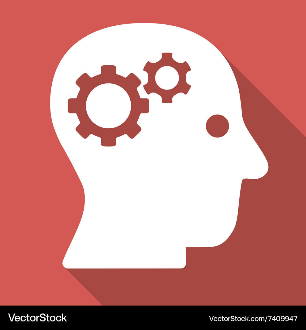 Intellect long shadow square icon Royalty Free Vector Image