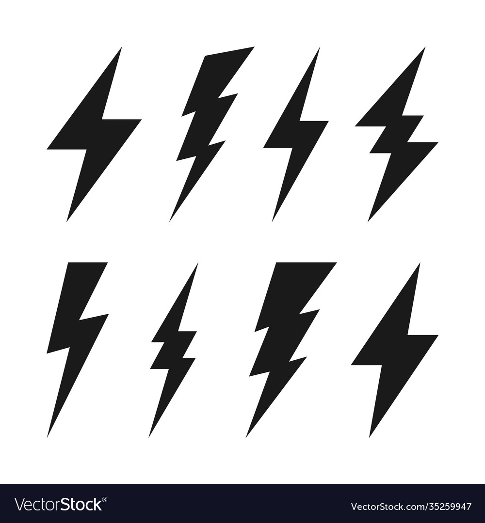 Lightning bolt icons collection flash symbol Vector Image