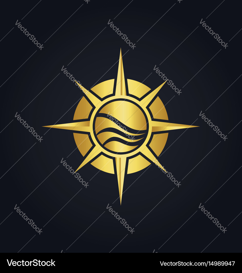 North star compass adventure gold logo Royalty Free Vector