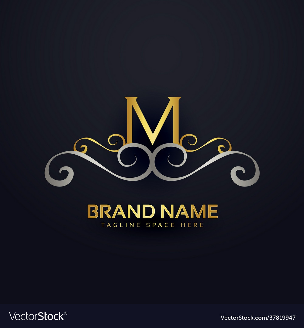 Premium letter m logo design with floral effect Vector Image