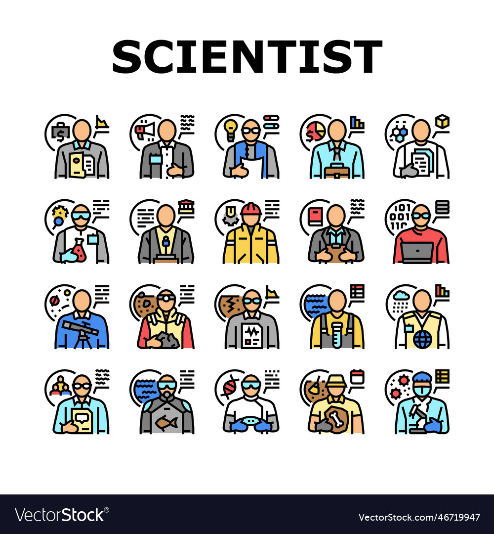 Scientist laboratory lab science icons set Vector Image Scientist laboratory lab science icons set