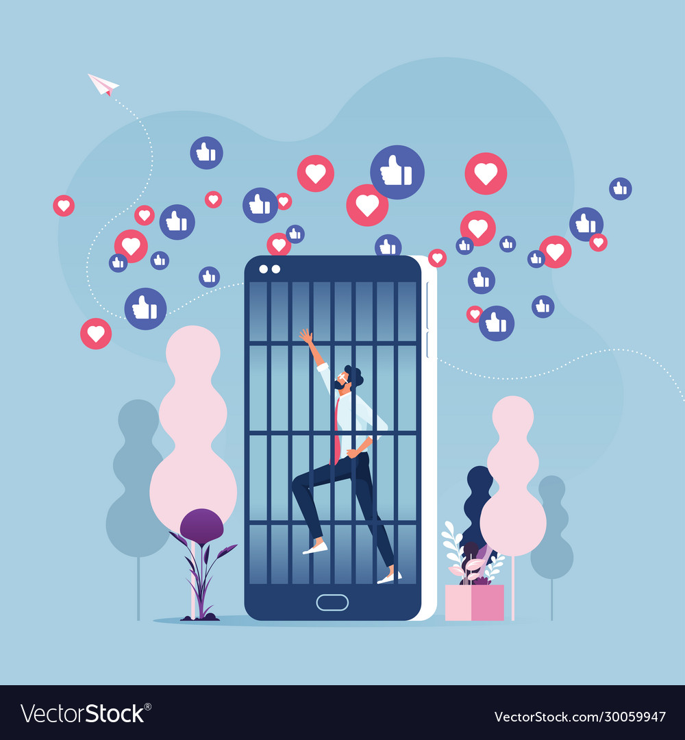 Social Media Addiction Concept Royalty Free Vector Image