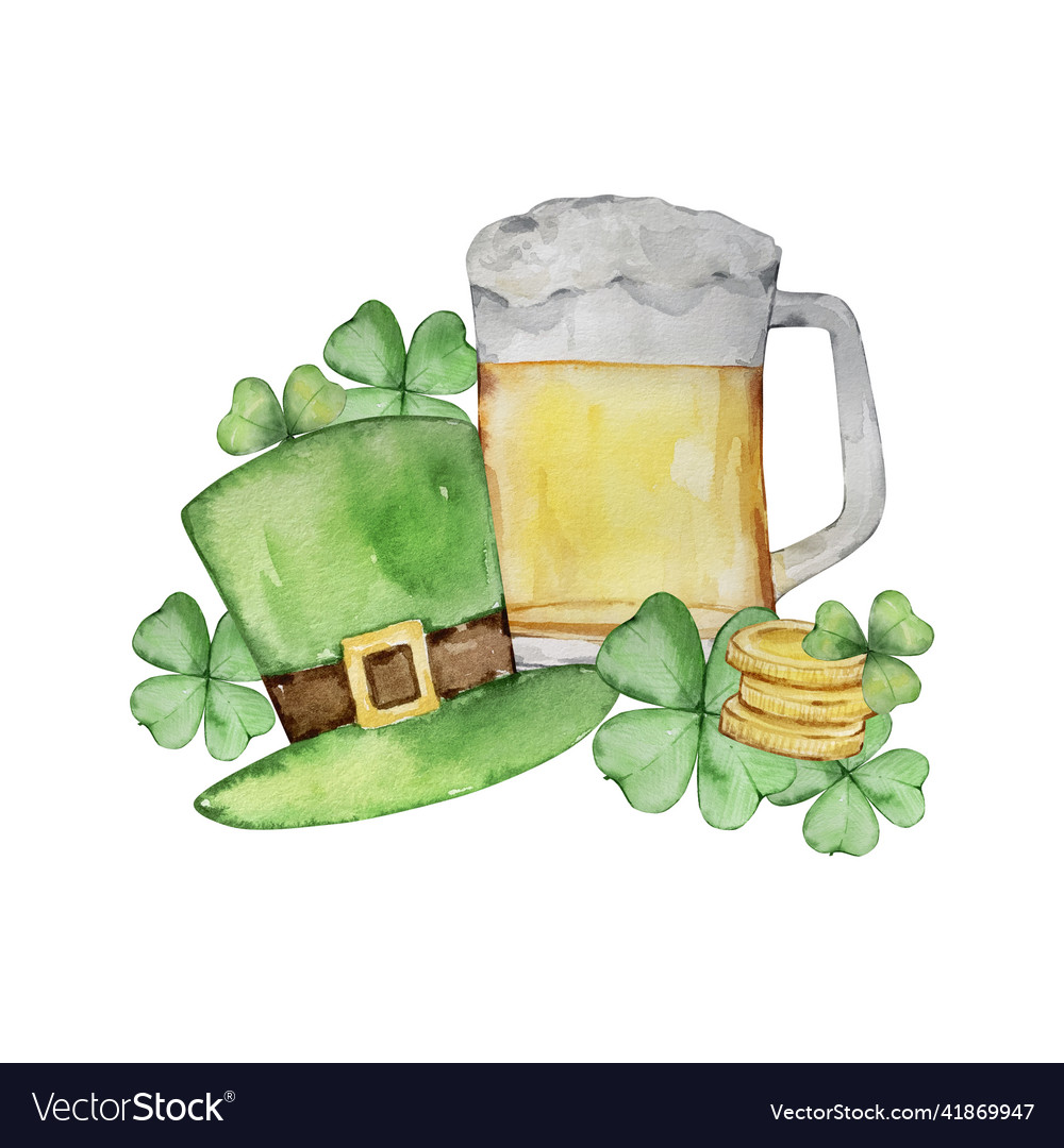 Watercolor of st patricks day Royalty Free Vector Image