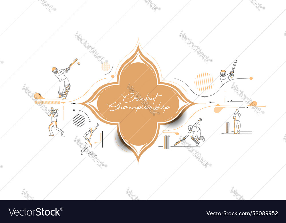 Abstract colorful pattern with batsman and bowler