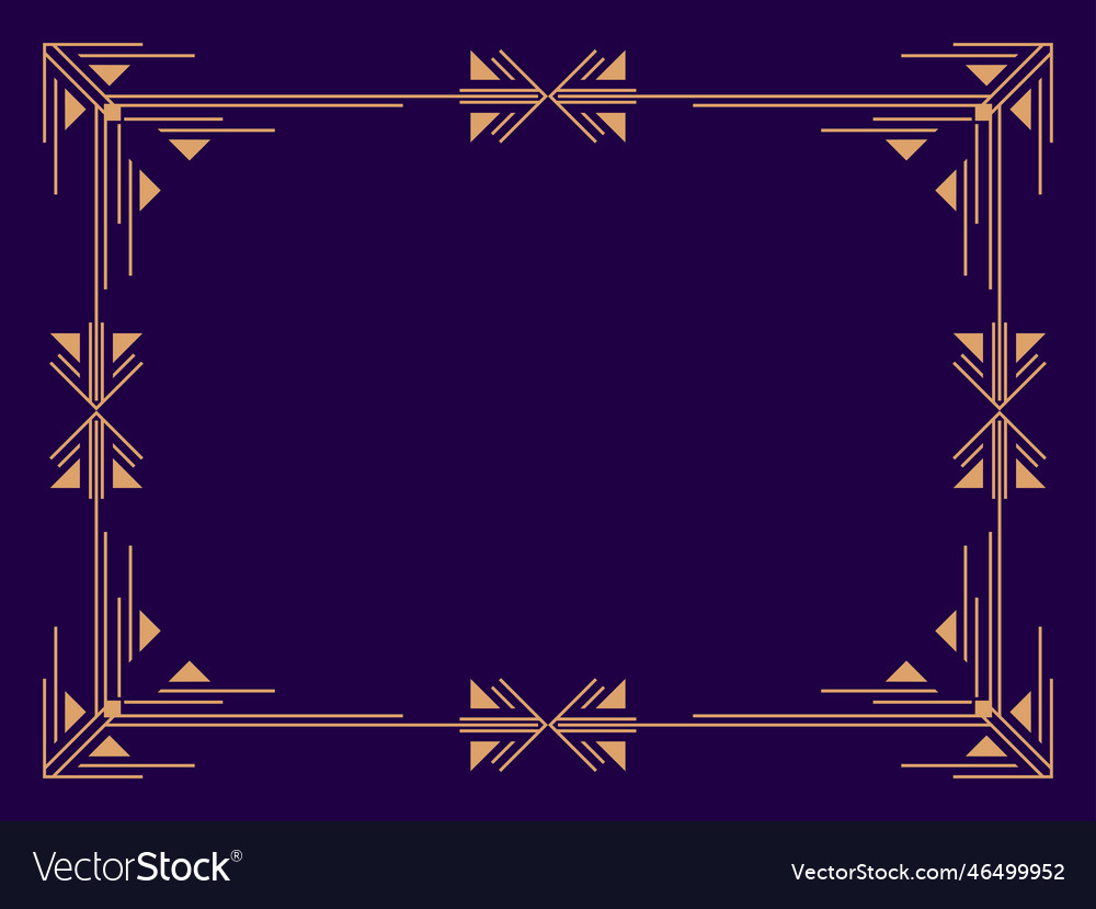 Art deco frame vintage linear border design Vector Image