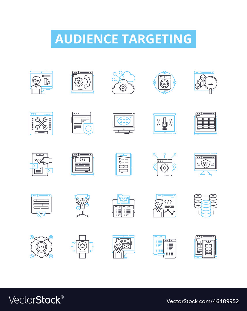 Audience targeting line icons set