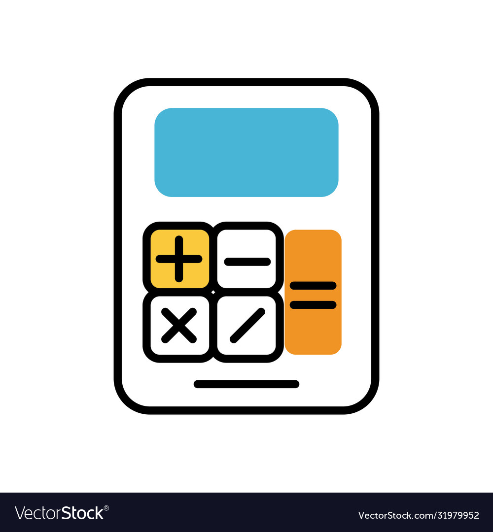 Calculator math device fill style icon vector image Calculator math device fill style icon