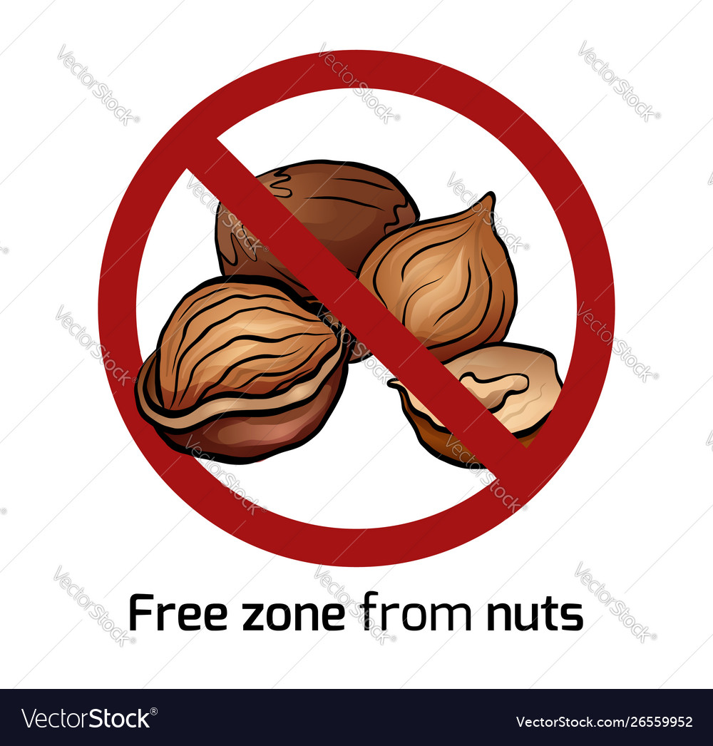 Cartoon hazelnut in prohibition sign free Vector Image